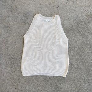sleeveless cream sweater vest